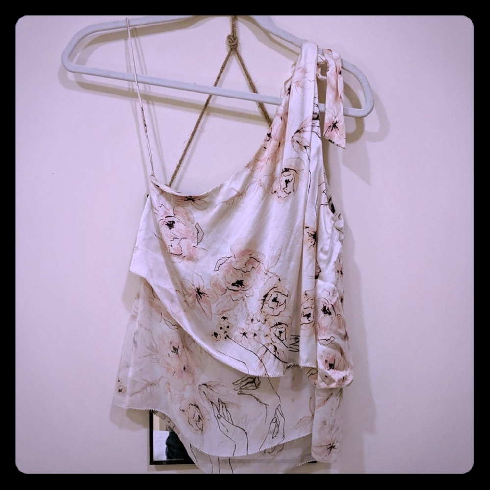 Wilfred One-shoulder Cream Silk Blouse